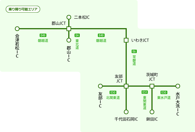 水戸＝猪苗代・磐梯プラン 対象エリア図