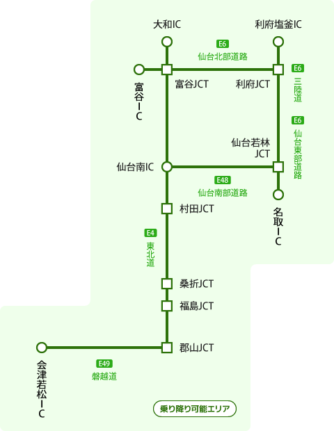 仙台＝猪苗代・磐梯プラン 対象エリア図