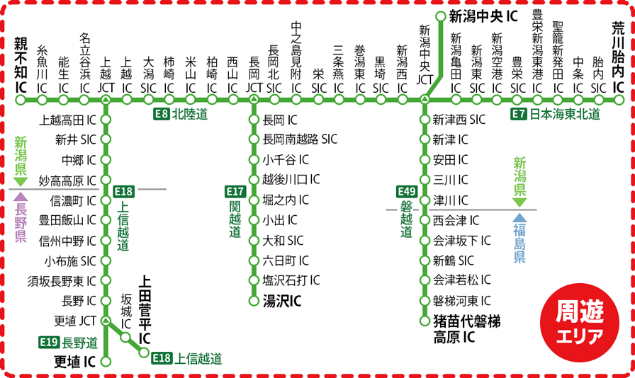 Niigata Expressway Pass 周遊エリアのイメージ画像