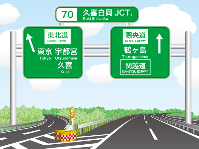 久喜白岡jctの標識マップ ドラぷら Nexco東日本