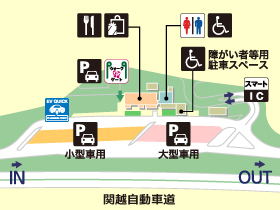 関越自動車道・駒寄PA・下りの場内地図画像